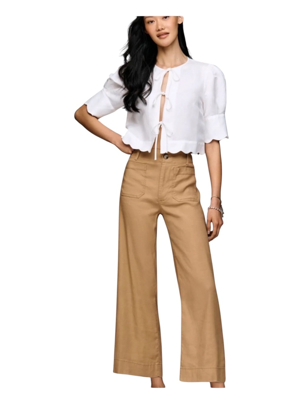 Maeve | Colette Linen Stretch High-Rise Wide-Leg Pants